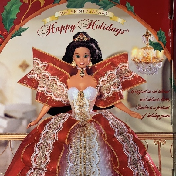 Mattel special edition Barbie happy holidays brunette 10th anniversary doll nib - Picture 7 of 10